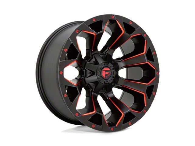 Fuel Wheels Assault Matte Black Red Milled 8-Lug Wheel; 20x9; 1mm Offset (20-24 Sierra 2500 HD)