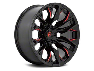 Fuel Wheels Flame Gloss Black Milled with Candy Red 8-Lug Wheel; 20x9; 1mm Offset (20-25 Sierra 2500 HD)