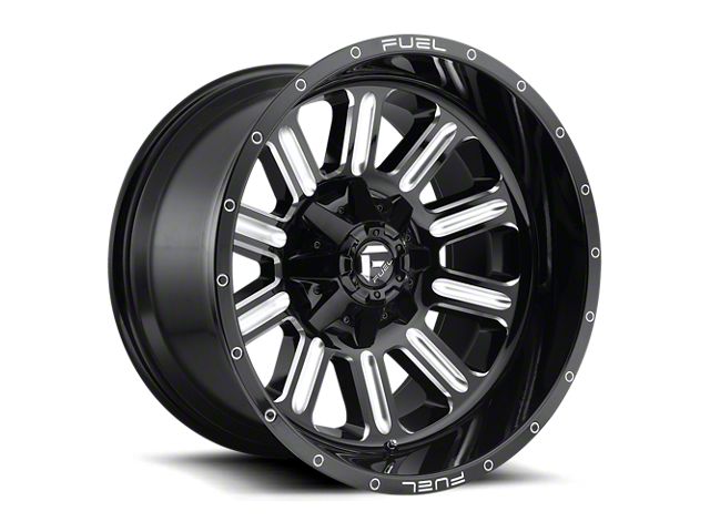 Fuel Wheels Hardline Gloss Black Milled 8-Lug Wheel; 20x9; 1mm Offset (20-24 Sierra 2500 HD)