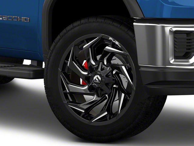 Fuel Wheels Reaction Gloss Black Milled 8-Lug Wheel; 22x12; -44mm Offset (20-24 Sierra 2500 HD)