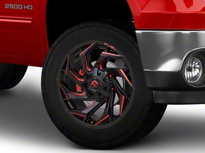 Fuel Wheels Reaction Gloss Black Milled with Red Tint 8-Lug Wheel; 20x9; 20mm Offset (07-10 Sierra 2500 HD)
