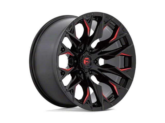 Fuel Wheels Flame Gloss Black Milled with Candy Red 8-Lug Wheel; 20x9; 1mm Offset (07-10 Sierra 3500 HD SRW)