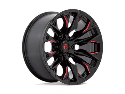 Fuel Wheels Flame Gloss Black Milled with Candy Red 8-Lug Wheel; 20x9; 1mm Offset (07-10 Sierra 3500 HD SRW)