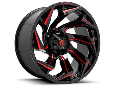 Fuel Wheels Reaction Gloss Black Milled with Red Tint 8-Lug Wheel; 22x12; -44mm Offset (20-24 Sierra 3500 HD SRW)