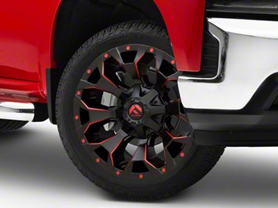 Fuel Wheels Assault Matte Black Red Milled 6-Lug Wheel; 22x10; -18mm Offset (19-25 Silverado 1500)