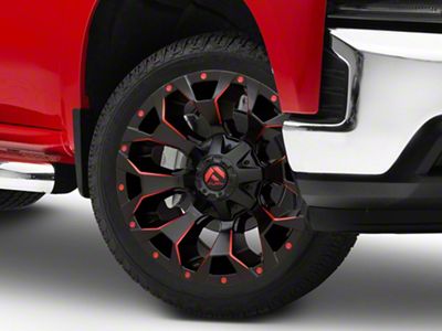 Fuel Wheels Assault Matte Black Red Milled 6-Lug Wheel; 22x9.5; 20mm Offset (19-25 Silverado 1500)