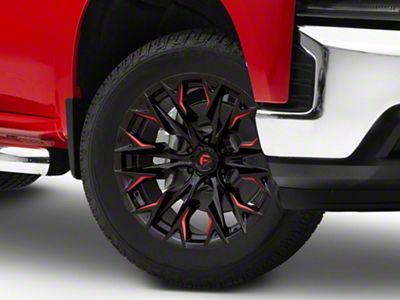 Fuel Wheels Flame Gloss Black Milled with Candy Red 6-Lug Wheel; 20x9; 1mm Offset (19-25 Silverado 1500)