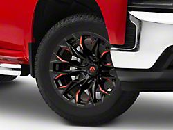 Fuel Wheels Flame Gloss Black Milled with Red Accents 6-Lug Wheel; 20x10; -18mm Offset (19-25 Silverado 1500)