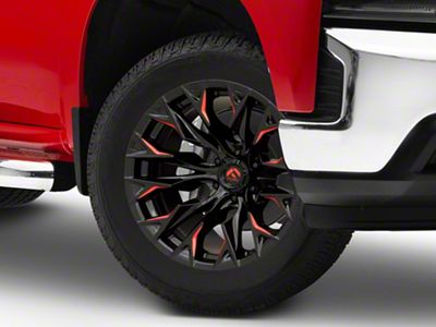 Fuel Wheels Flame Gloss Black Milled with Red Accents 6-Lug Wheel; 20x10; -18mm Offset (19-25 Silverado 1500)
