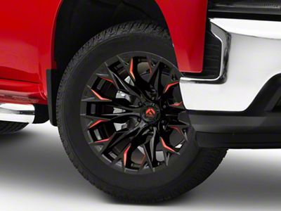 Fuel Wheels Flame Gloss Black Milled with Red Accents 6-Lug Wheel; 20x9; 20mm Offset (19-25 Silverado 1500)