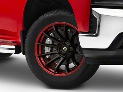 Fuel Wheels Fusion Forged Burn Matte Black with Candy Red Lip 6-Lug Wheel; 20x10; -18mm Offset (19-25 Silverado 1500)