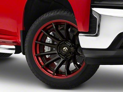 Fuel Wheels Fusion Forged Burn Matte Black with Candy Red Lip 6-Lug Wheel; 22x10; -18mm Offset (19-25 Silverado 1500)