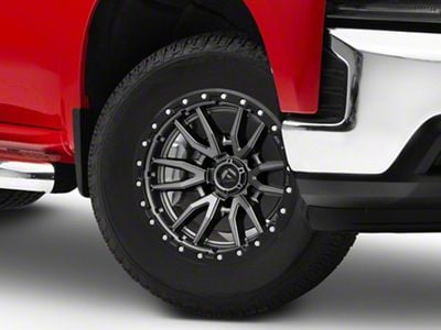 Fuel Wheels Rebel Matte Gunmetal with Black Bead Ring 6-Lug Wheel; 18x9; -12mm Offset (19-24 Silverado 1500)