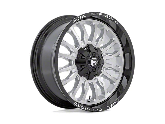Fuel Wheels Arc Silver Brushed Face with Milled Black Lip 8-Lug Wheel; 22x10; -18mm Offset (20-24 Silverado 2500 HD)