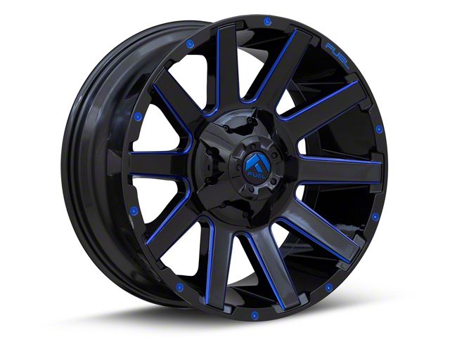 Fuel Wheels Contra Gloss Black with Blue Tint Clear 8-Lug Wheel; 20x9; 20mm Offset (07-10 Silverado 2500 HD)
