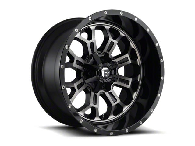 Fuel Wheels Crush Gloss Black Machined Double Dark Tint 8-Lug Wheel; 20x9; 1mm Offset (20-24 Silverado 2500 HD)