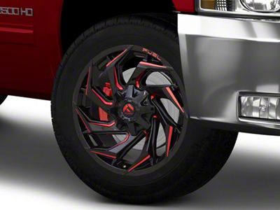 Fuel Wheels Reaction Gloss Black Milled with Red Tint 8-Lug Wheel; 20x9; 20mm Offset (07-10 Silverado 2500 HD)