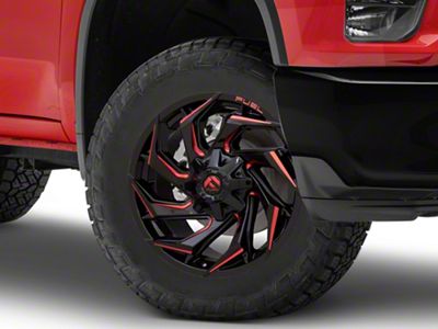 Fuel Wheels Reaction Gloss Black Milled with Red Tint 8-Lug Wheel; 20x10; -18mm Offset (20-25 Silverado 2500 HD)