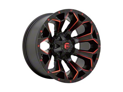 Fuel Wheels Assault Matte Black Red Milled 8-Lug Wheel; 18x9; 1mm Offset (07-10 Silverado 3500 HD SRW)