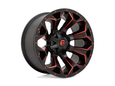 Fuel Wheels Assault Matte Black Red Milled 8-Lug Wheel; 20x9; 1mm Offset (20-25 Silverado 3500 HD SRW)