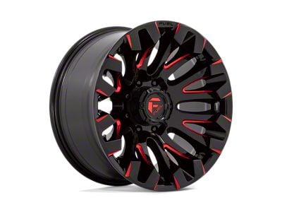 Fuel Wheels Quake Gloss Black Milled with Red Tint 8-Lug Wheel; 18x9; 1mm Offset (07-10 Silverado 3500 HD SRW)
