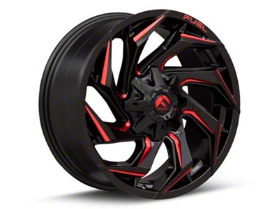 Fuel Wheels Reaction Gloss Black Milled with Red Tint 8-Lug Wheel; 22x10; -18mm Offset (20-24 Silverado 3500 HD SRW)