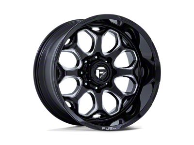 Fuel Wheels Scepter Gloss Black Milled 8-Lug Wheel; 20x9; 1mm Offset (07-10 Silverado 3500 HD SRW)