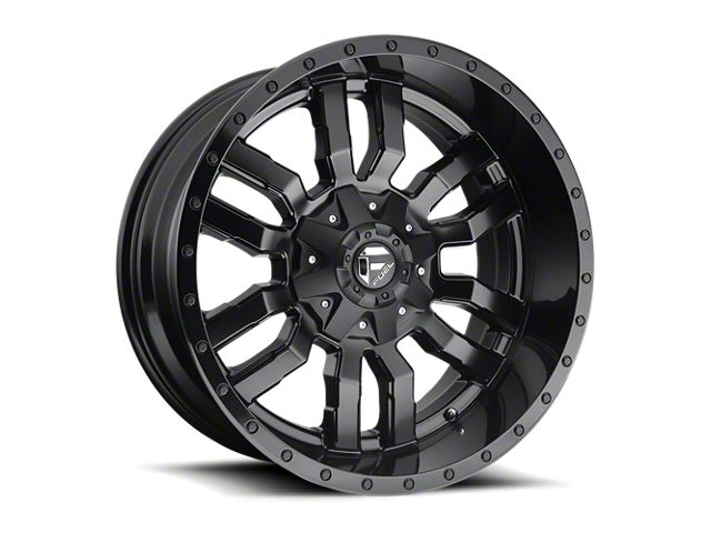 Fuel Wheels Sledge Gloss and Matte Black 6-Lug Wheel; 22x12; -44mm Offset (14-18 Sierra 1500)