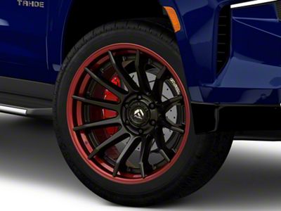 Fuel Wheels Fusion Forged Burn Matte Black with Candy Red Lip 6-Lug Wheel; 22x10; -18mm Offset (21-25 Tahoe)