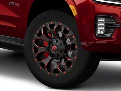 Fuel Wheels Assault Matte Black Red Milled 6-Lug Wheel; 20x10; -22mm Offset (21-25 Yukon)