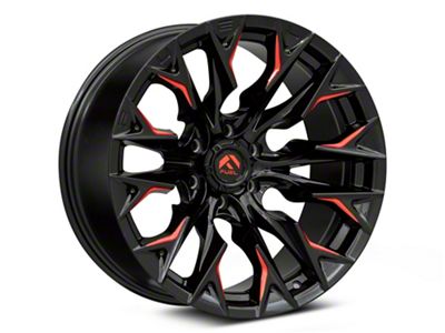 Fuel Wheels Flame Gloss Black Milled with Red Accents 6-Lug Wheel; 20x9; 20mm Offset (21-25 Yukon)