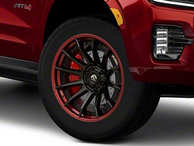 Fuel Wheels Fusion Forged Burn Matte Black with Candy Red Lip 6-Lug Wheel; 20x10; -18mm Offset (21-25 Yukon)