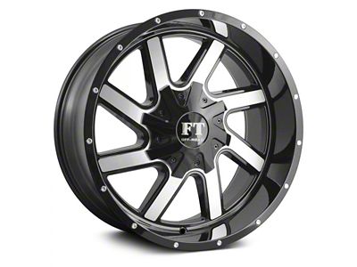 Full Throttle Off Road FT1 Gloss Black Machined 5-Lug Wheel; 20x14; -76mm Offset (02-08 RAM 1500, Excluding Mega Cab)