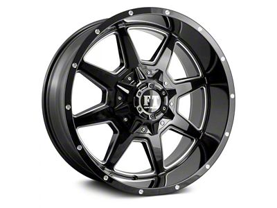 Full Throttle Off Road FT2 Gloss Black Milled 8-Lug Wheel; 20x10; -24mm Offset (11-14 Sierra 2500 HD)
