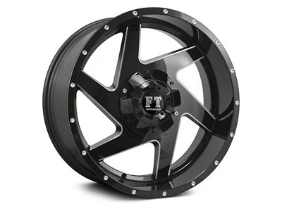 Full Throttle Off Road FT6052 Gloss Black Milled 8-Lug Wheel; 20x10; -24mm Offset (11-14 Silverado 3500 HD SRW)
