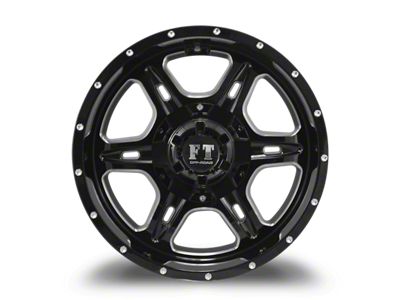 Full Throttle Off Road FT6054 Gloss Black Milled 8-Lug Wheel; 18x9; -12mm Offset (08-10 F-250 Super Duty)