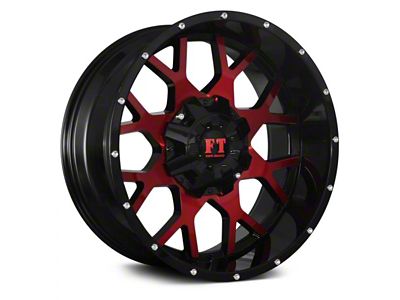 Full Throttle Off Road FT0151 Gloss Black with Red Face 6-Lug Wheel; 20x10; -24mm Offset (14-18 Silverado 1500)