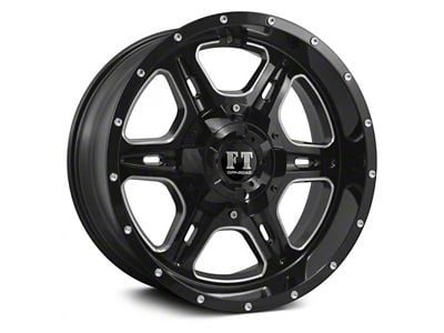 Full Throttle Off Road FT6054 Gloss Black Milled 8-Lug Wheel; 20x10; -24mm Offset (15-19 Sierra 3500 HD SRW)