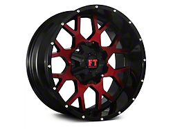 Full Throttle Off Road FT0151 Gloss Black with Red Face 8-Lug Wheel; 20x10; -24mm Offset (20-24 Sierra 2500 HD)