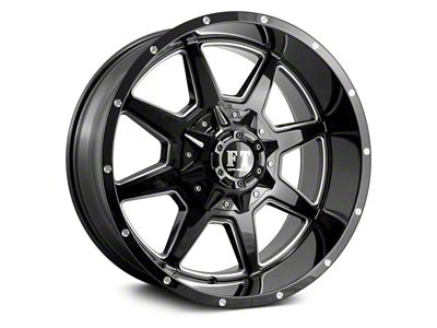 Full Throttle Off Road FT2 Gloss Black Milled 6-Lug Wheel; 20x12; -44mm Offset (07-13 Sierra 1500)