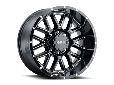 G-FX TM-5 Gloss Black Milled 8-Lug Wheel; 18x9; 0mm Offset (01-06 Silverado 3500 HD SRW)