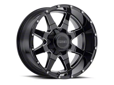 G-FX TR-12 Gloss Black Milled 8-Lug Wheel; 18x9; 12mm Offset (08-10 F-250 Super Duty)