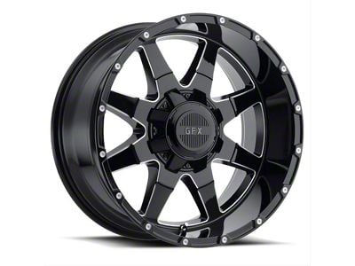 G-FX TR-12 Gloss Black Milled 8-Lug Wheel; 17x9; 12mm Offset (23-26 F-250 Super Duty)