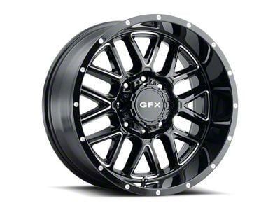 G-FX TM-5 Gloss Black Milled 8-Lug Wheel; 18x9; 12mm Offset (23-25 F-350 Super Duty SRW)