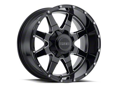 G-FX TR-12 Gloss Black Milled 8-Lug Wheel; 18x9; 12mm Offset (99-07 F-250 Super Duty)