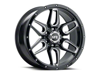 G-FX TR-18 Gloss Black Milled 6-Lug Wheel; 18x9; 12mm Offset (19-25 Sierra 1500)