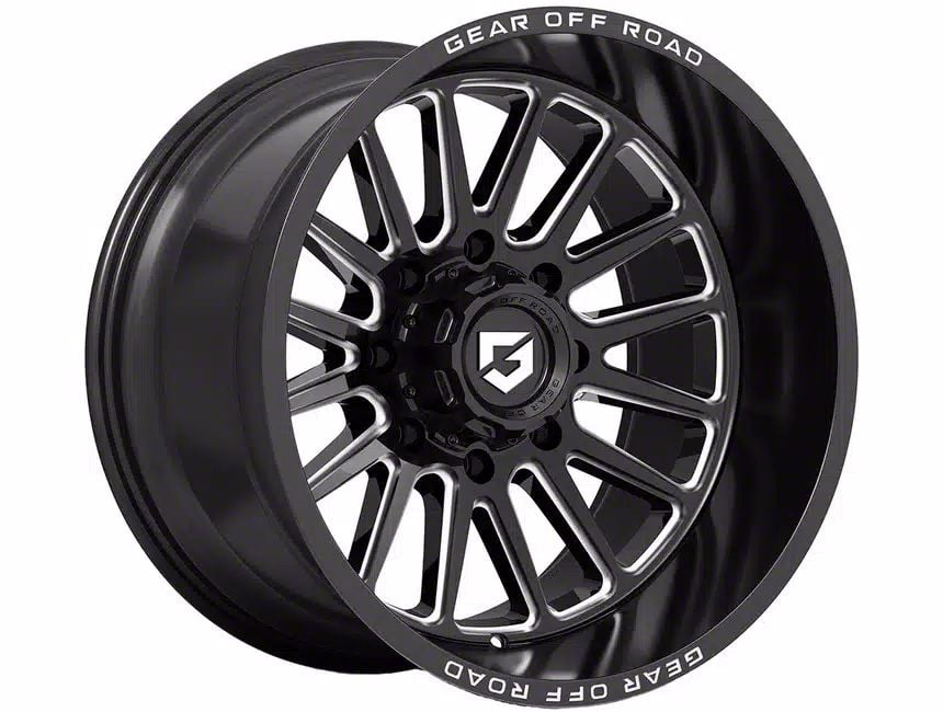 Gear Off-Road Leverage Gloss Black Milled 6-Lug Wheel; 20×10; -19mm Offset (21-24 F-150)