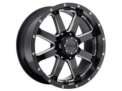 Gear Off-Road Big Block Gloss Black Milled 8-Lug Wheel; 22x12; -44mm Offset (17-22 F-350 Super Duty SRW)