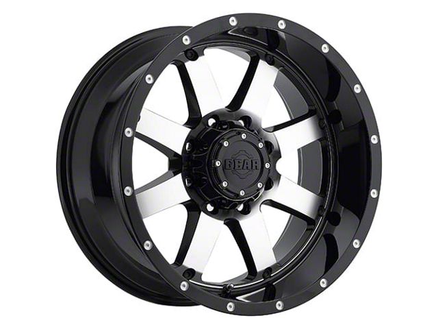 Gear Off-Road Big Block Gloss Black Machined 6-Lug Wheel; 17x9; -12mm Offset (14-18 Silverado 1500)