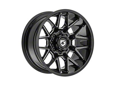 Gear Off-Road 768 Gloss Black Milled 8-Lug Wheel; 20x10; -19mm Offset (20-24 Silverado 2500 HD)